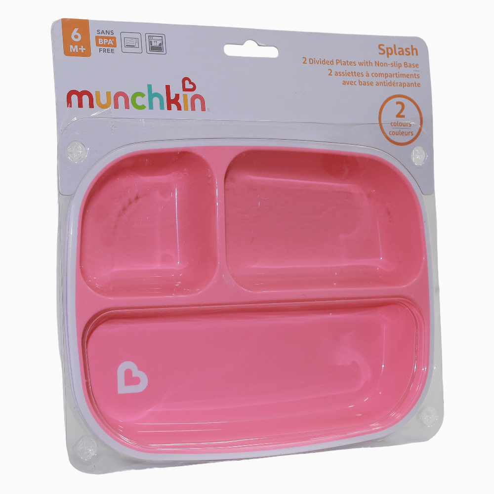 Munchkin Splash™ Toddler Divided Plates - Pack of 2-Pink- 6 months+