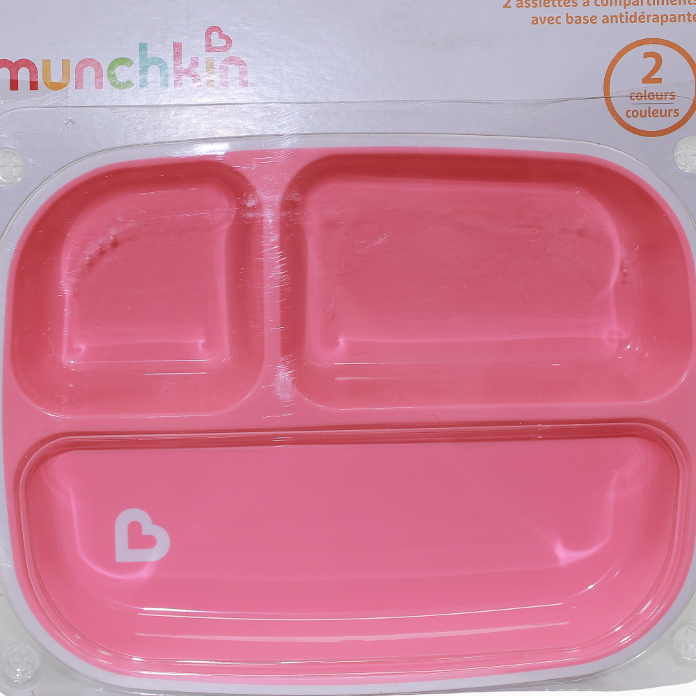 Munchkin Splash™ Toddler Divided Plates - Pack of 2-Pink- 6 months+