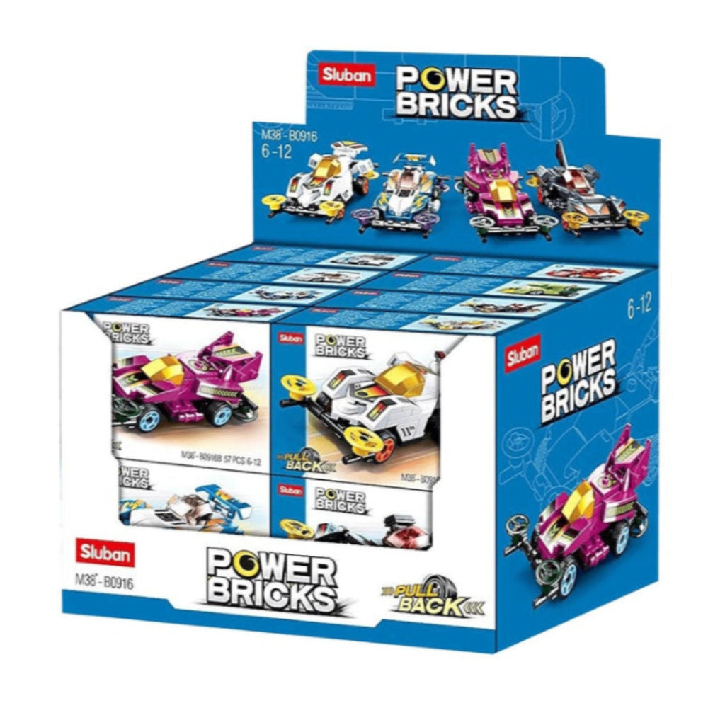 Sluban Power Bricks Pull Back Cars Building Blocks Set - Assorted Shapes