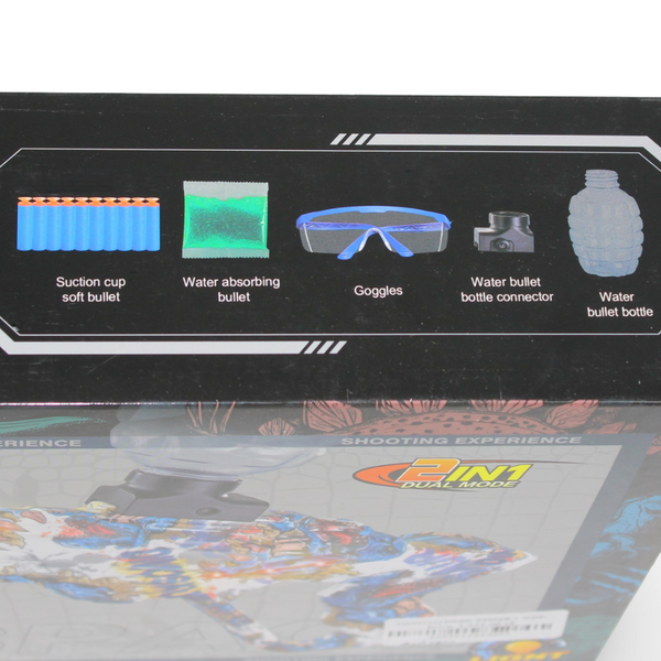 Shooting Elite Toy Gun 2-in-1 Water Beads and Soft Bullets – Camouflage Blue