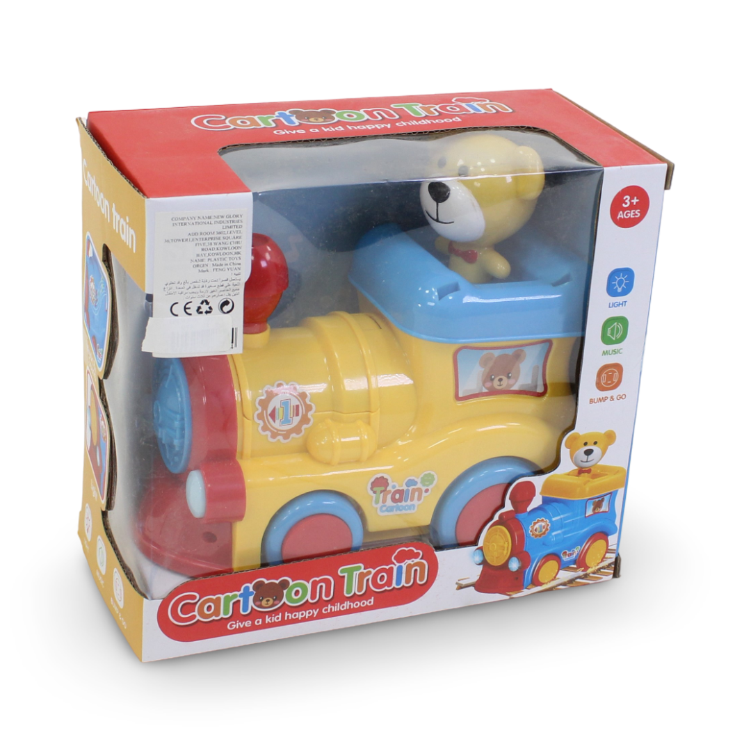 Cufan Musical Light-Up Cartoon Train with Teddy Bear Figure