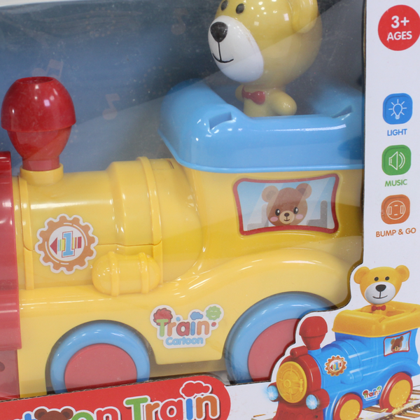Cufan Musical Light-Up Cartoon Train with Teddy Bear Figure