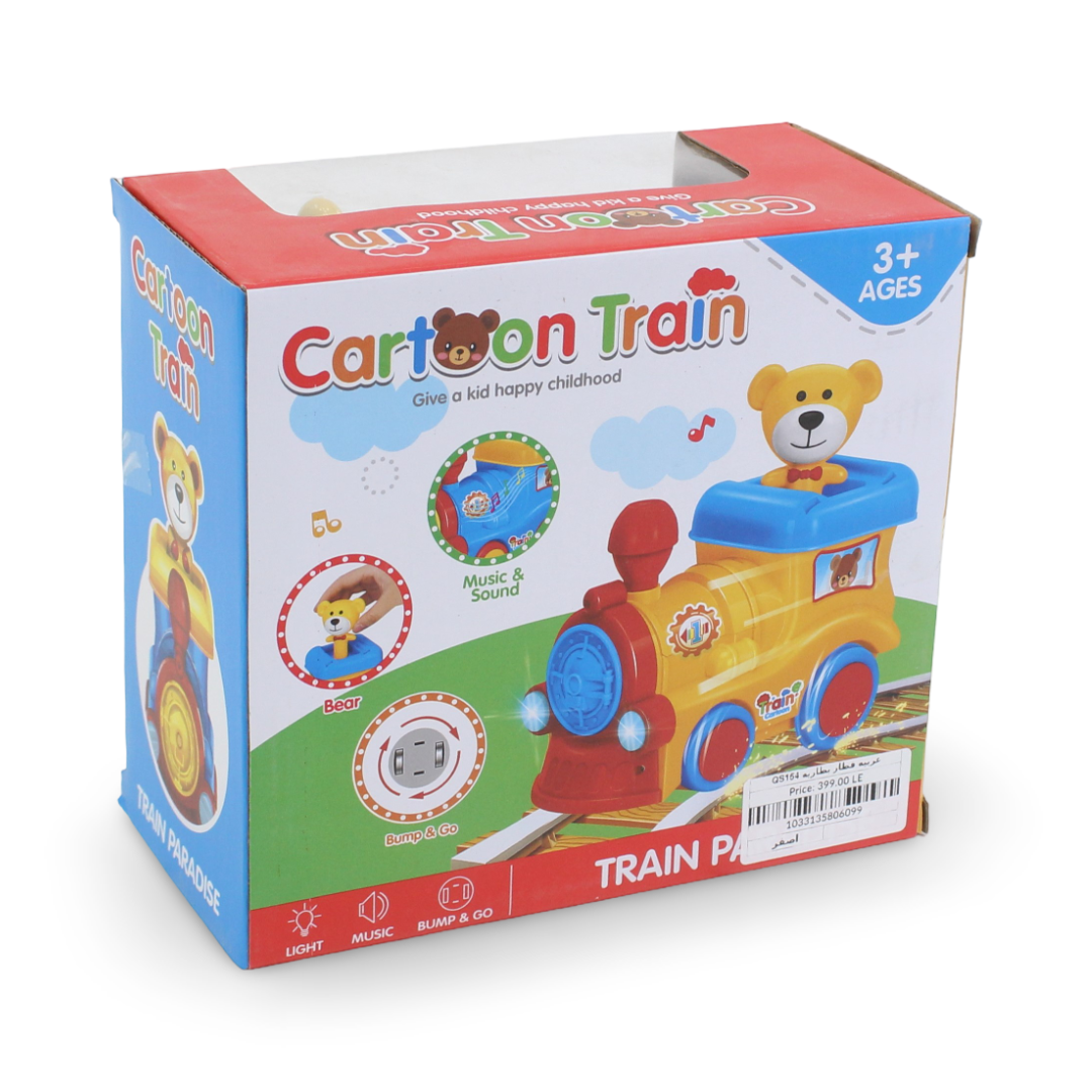Cufan Musical Light-Up Cartoon Train with Teddy Bear Figure