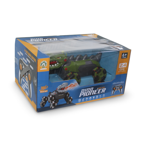 Dino Pioneer 8-Wheel Stunt RC Dinosaur Car Toy – Green