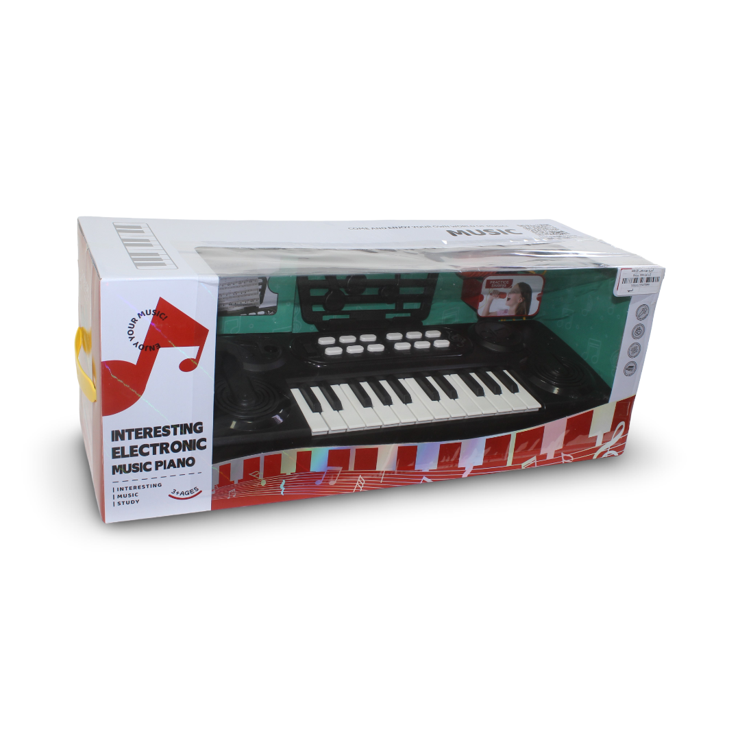 Electronic Piano Keyboard with Microphone – Black