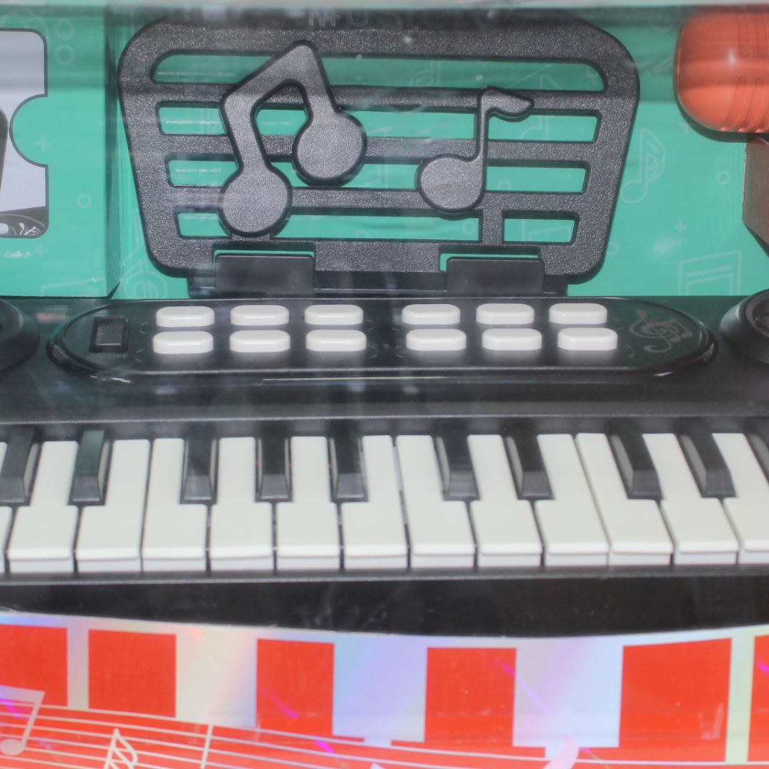 Electronic Piano Keyboard with Microphone – Black