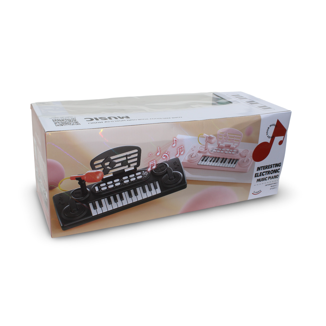 Electronic Piano Keyboard with Microphone – Black