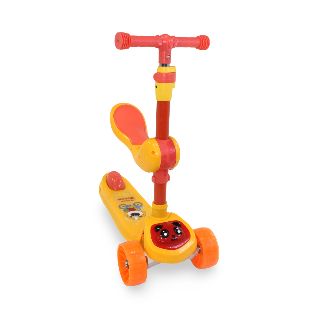 3A 3-wheel Scooter with Foldable Seat – Yellow - All