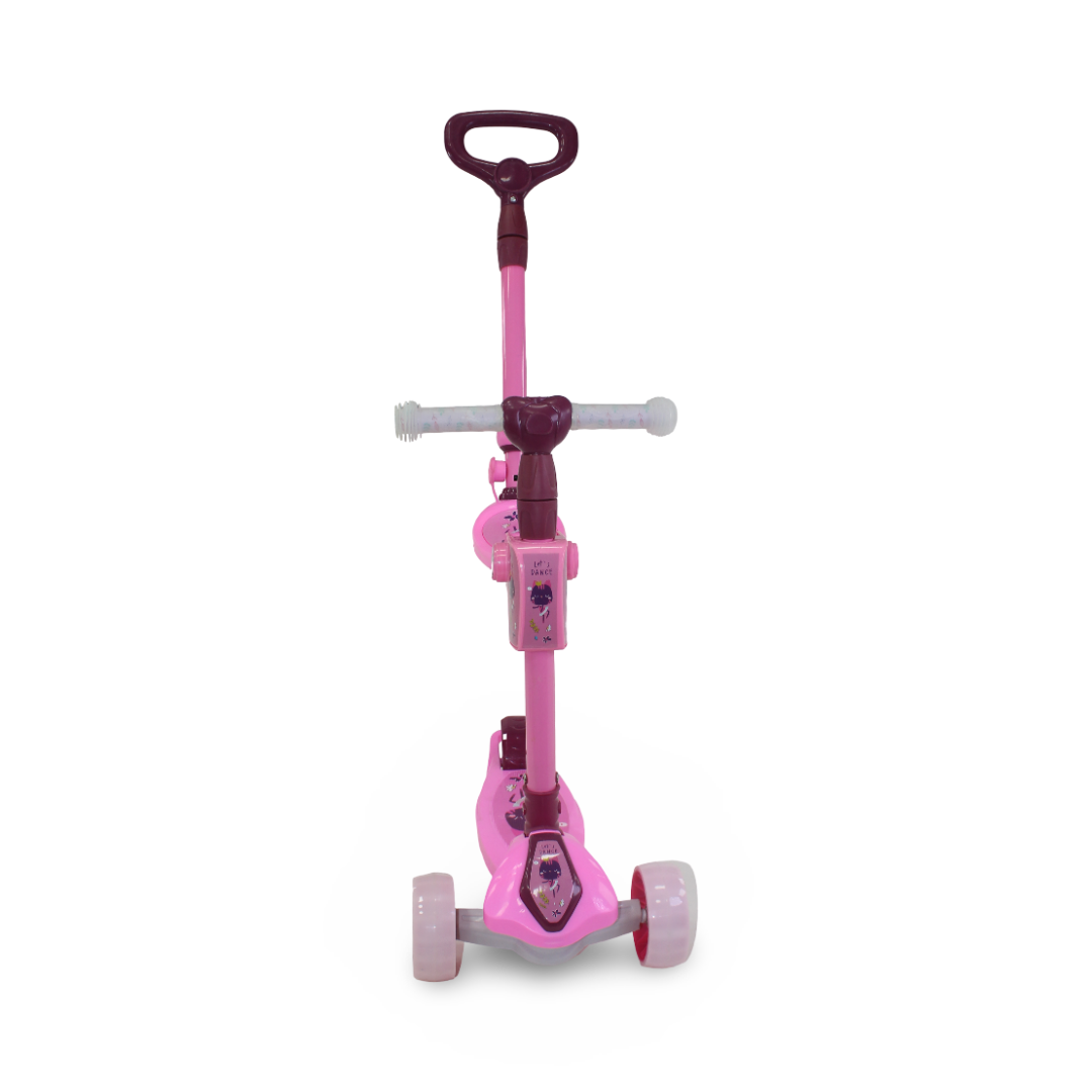 3A Plastic 3-wheel Scooter with Seat and Handle – Pink - Toys