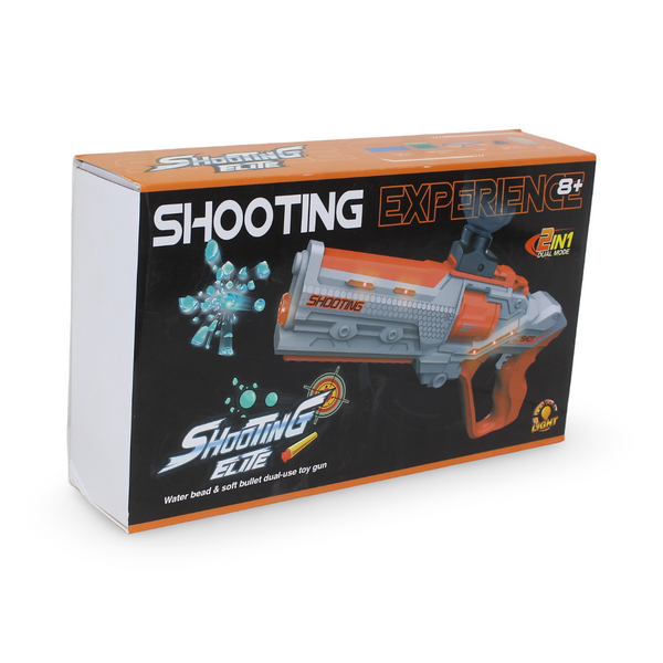 Shooting Elite Toy Gun 2-in-1 Water Beads and Soft Foam Bullets – Aqua & Blue