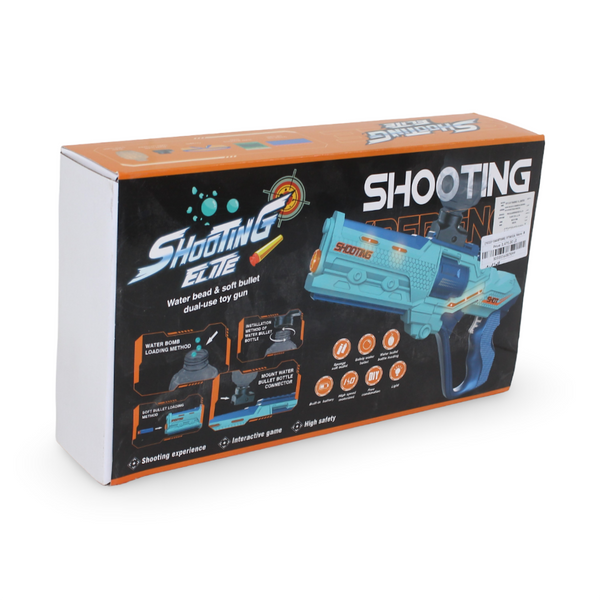 Shooting Elite Toy Gun 2-in-1 Water Beads and Soft Foam Bullets – Aqua & Blue