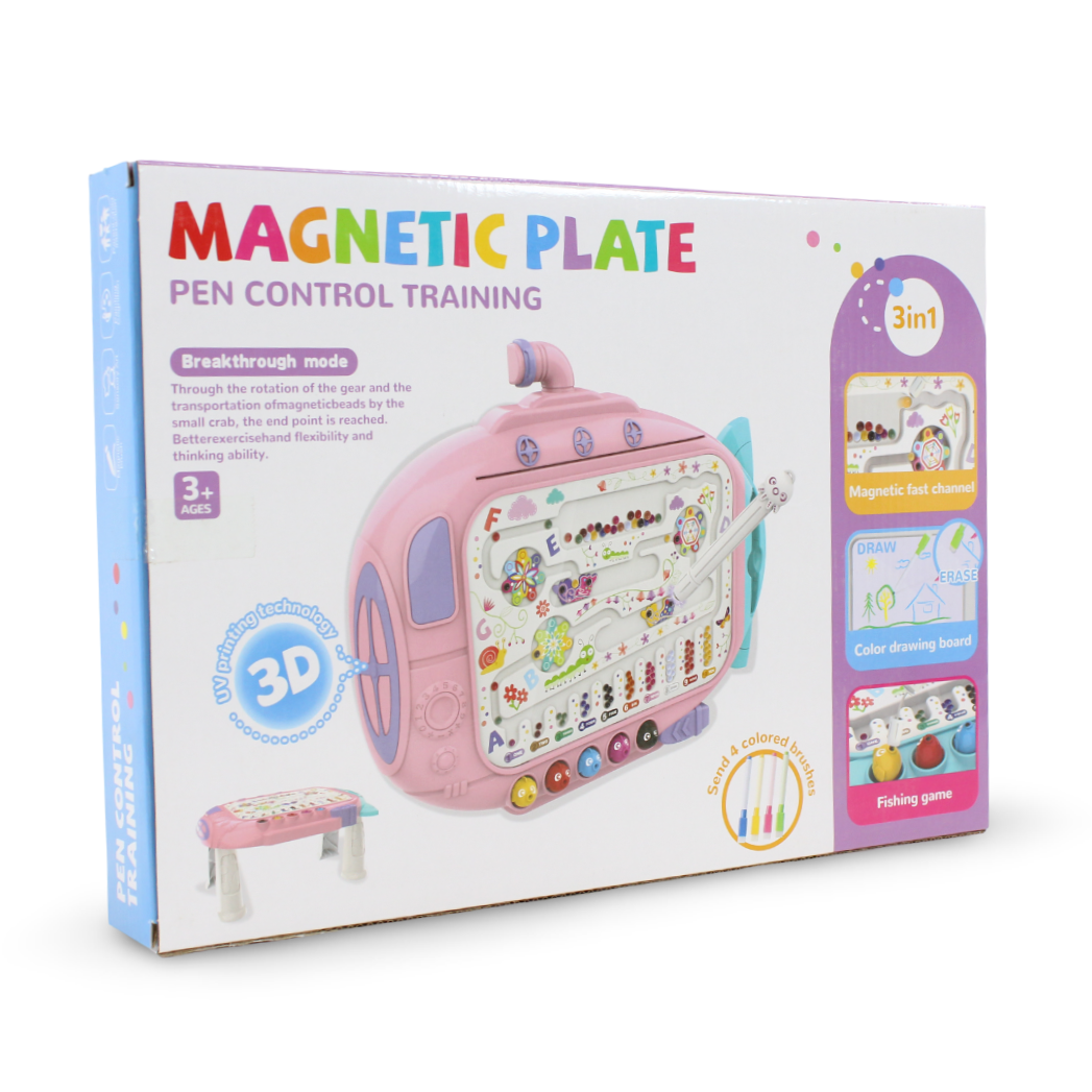 3-in-1 Magnetic Pen Control Training Board – Pink