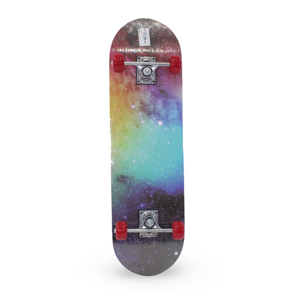 Wooden Kids Skateboard with Tie-Dye Galaxy Design