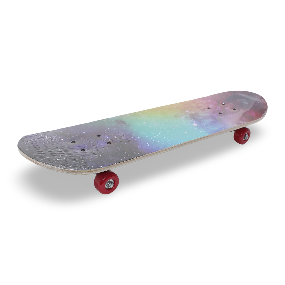 Wooden Kids Skateboard with Tie-Dye Galaxy Design
