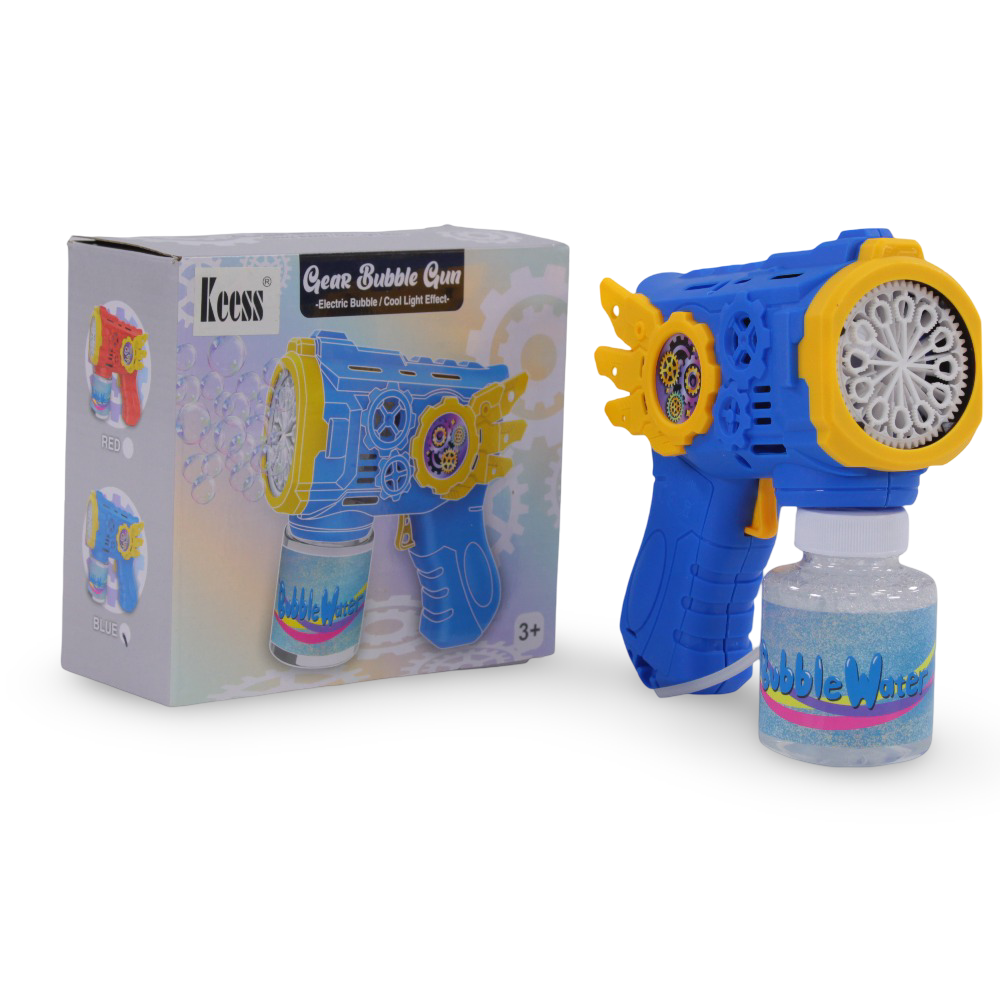 Gear Bubble Gun – Blue with Light and Bubble Effect
