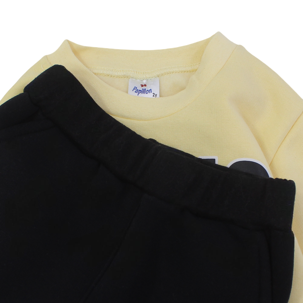 Boys Cotton Pajama Set – Yellow/Black with Bear Print