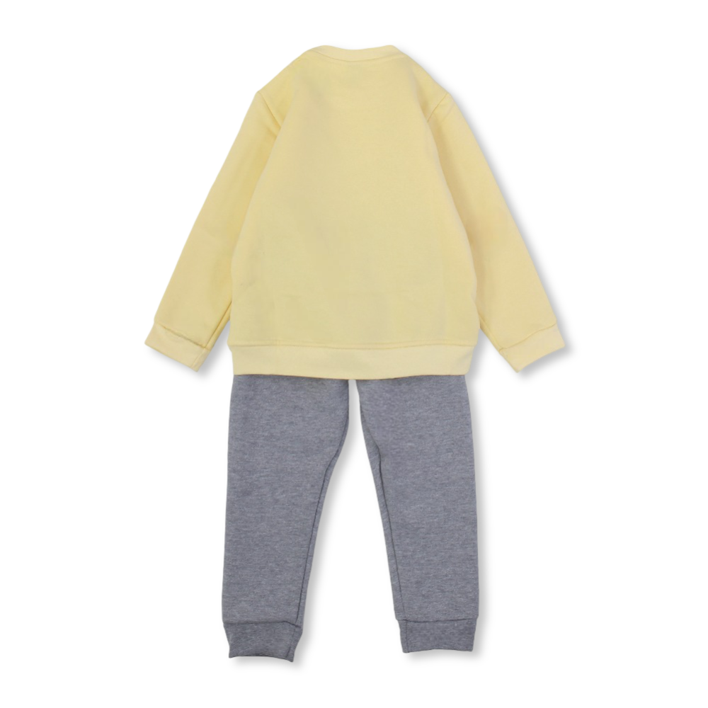 Girls Cotton Pajama Set – Yellow/Grey with Kuromi Print