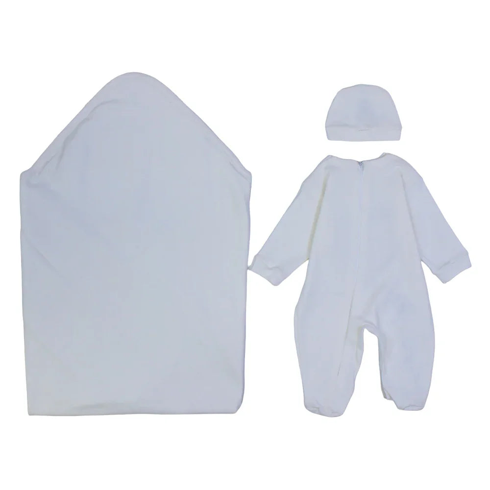 Unisex Newborn Baby Footie with a Beanie & Baby Blanket – Cute Bear Print