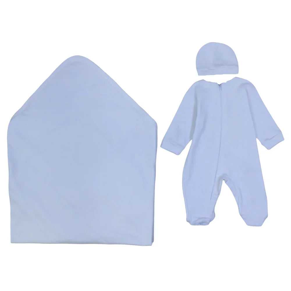 Unisex Newborn Baby Footie with a Beanie & Baby Blanket – Cute Bear Print