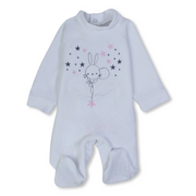 Unisex Baby Velvet Baby Footie - Rabbit and Stars Design