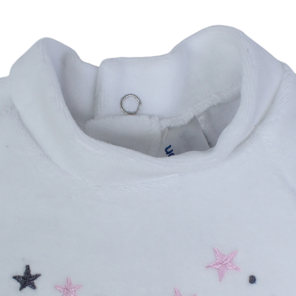 Unisex Baby Velvet Baby Footie - Rabbit and Stars Design