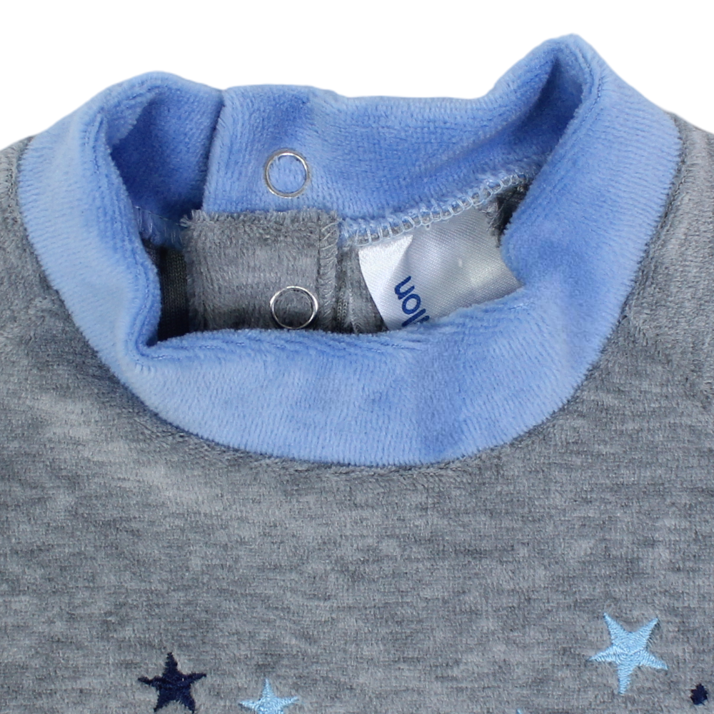 Unisex Baby Velvet Baby Footie - Rabbit and Stars Design