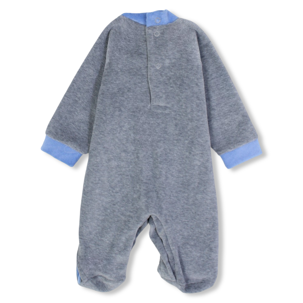 Unisex Baby Velvet Baby Footie - Rabbit and Stars Design