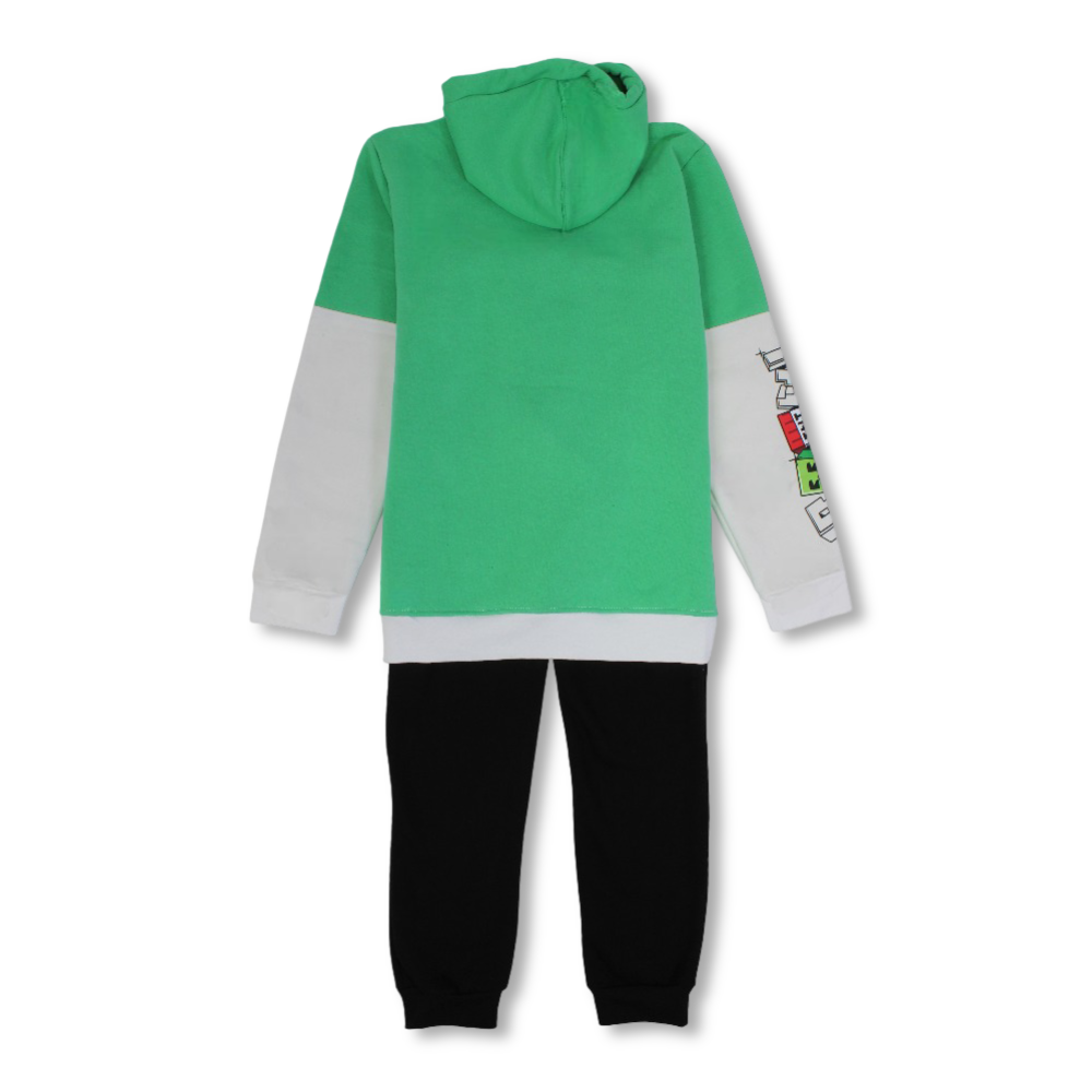 Boys Cotton Hooded Pajama Set - Mine Craft Print