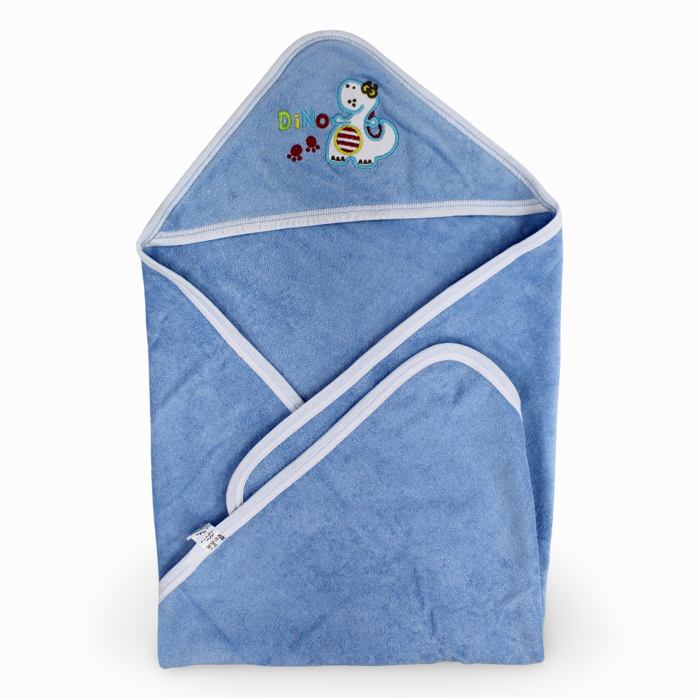 Baby Cotton Hooded Towel – Blue with Dino Design