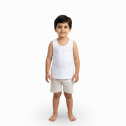Boys Cotton Sleeveless Undershirt – White