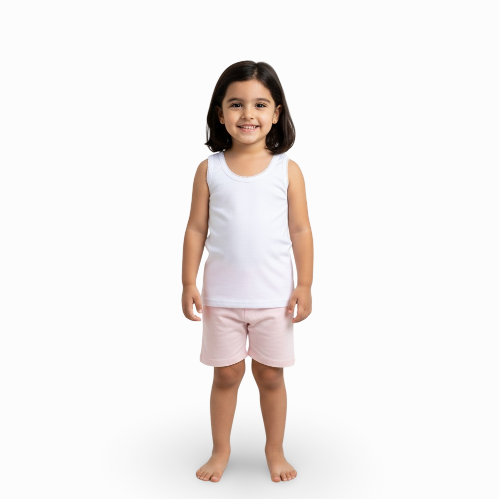 Girls Cotton Sleeveless Undershirt – White
