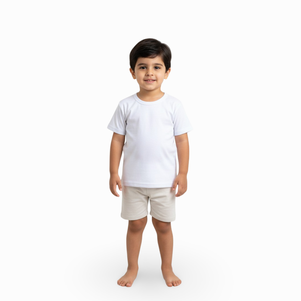 Boys Cotton Short-Sleeved Undershirt – White