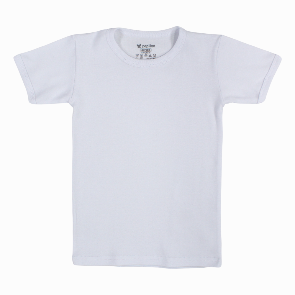 Boys Cotton Short-Sleeved Undershirt – White