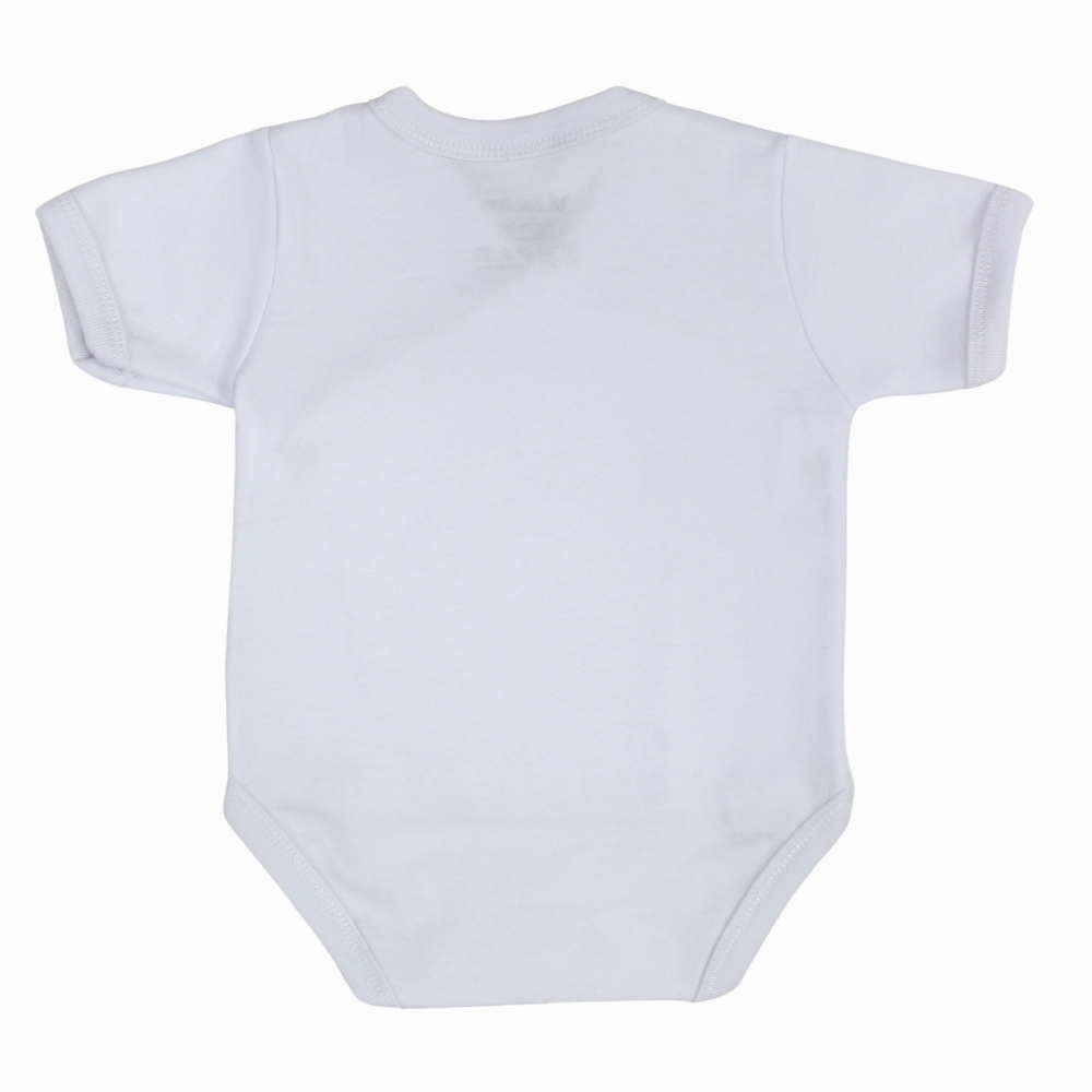 Unisex Cotton Short-Sleeved Wrap-Over Bodysuit – White