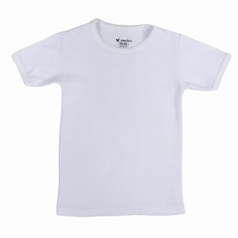 Girls Cotton Short-Sleeved Undershirt – White - Clothing - Papillion