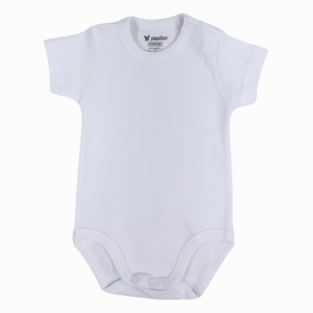 Unisex Cotton Short-Sleeved Underwear Bodysuit – White