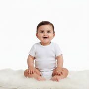 Unisex Cotton Short-Sleeved Underwear Bodysuit – White