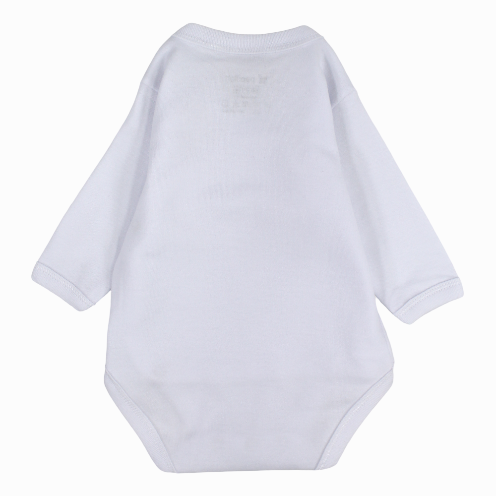 Unisex Cotton Long-Sleeved Wrap-Over Bodysuit – White