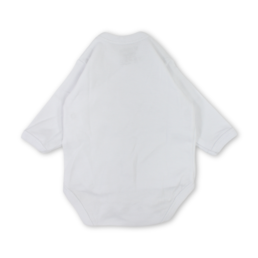 Unisex Cotton Long-Sleeved Wrap-Over Bodysuit – White