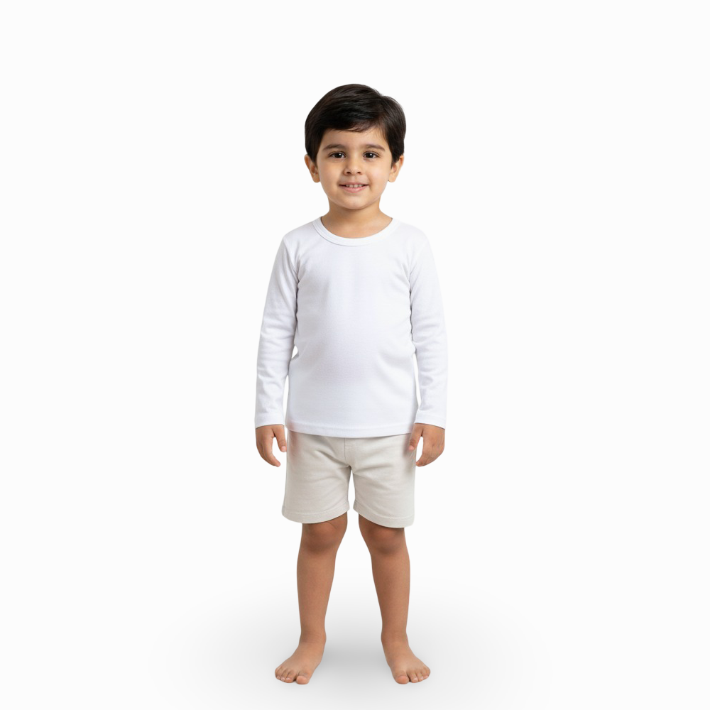 Boys Cotton Long-Sleeved Undershirt – White