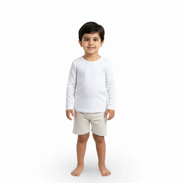 Boys Cotton Long-Sleeved Undershirt – White