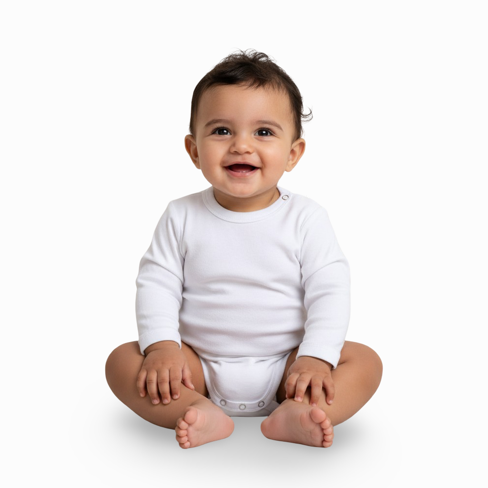 Unisex Baby Cotton Long-Sleeved Underwear Bodysuit – White
