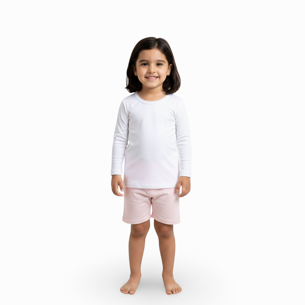 Girls Cotton Long-Sleeved Undershirt – White
