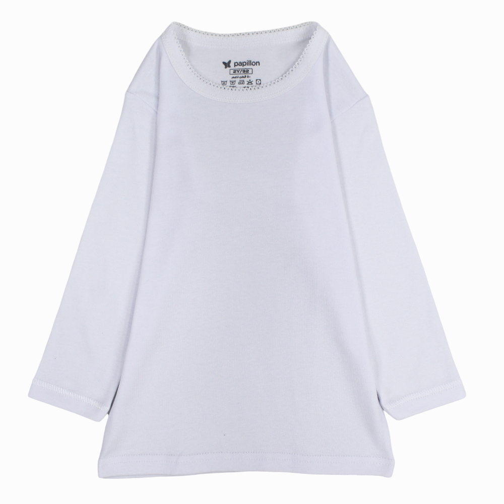 Girls Cotton Long-Sleeved Undershirt – White