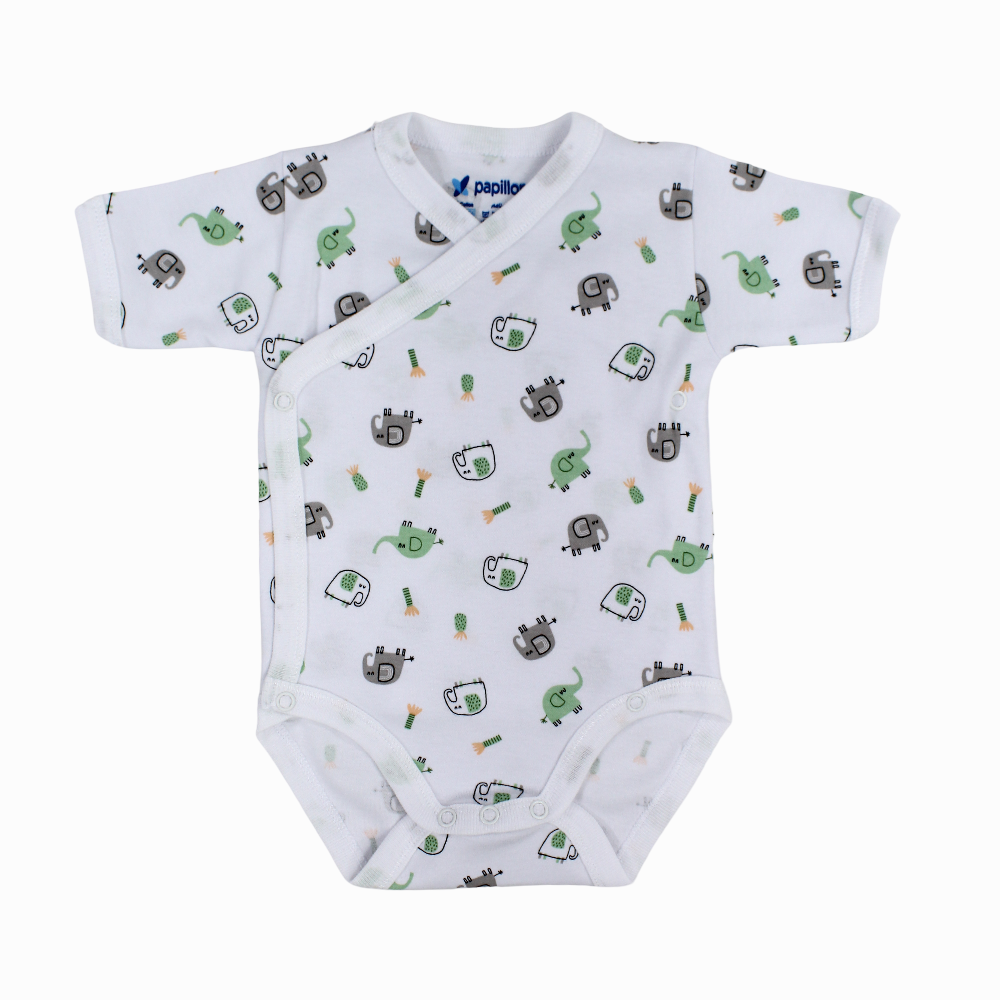 Unisex Baby Cotton Short-Sleeved Wrap-Over Printed Bodysuit - Assorted Prints