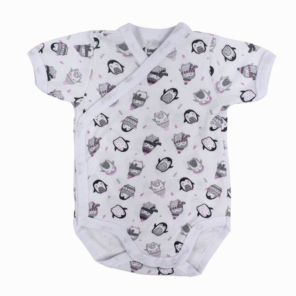 Unisex Baby Cotton Short-Sleeved Wrap-Over Printed Bodysuit - Assorted Prints