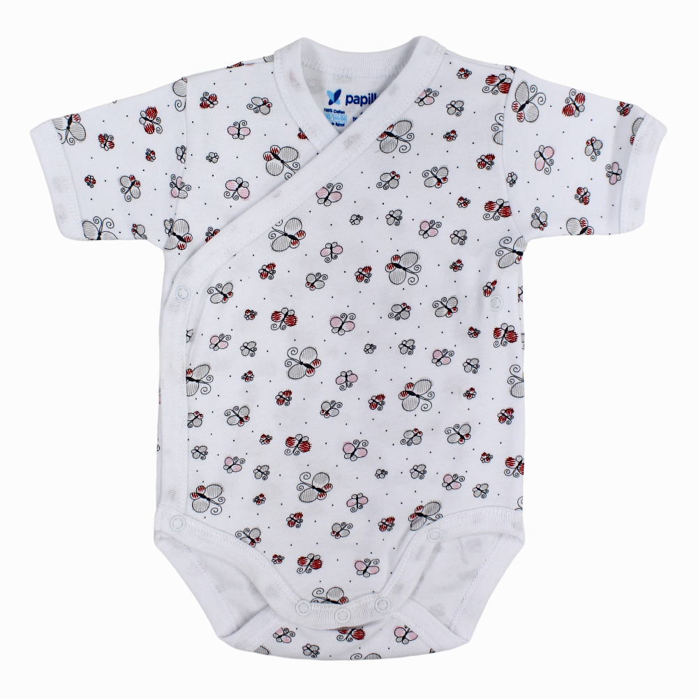 Unisex Baby Cotton Short-Sleeved Wrap-Over Printed Bodysuit - Assorted Prints