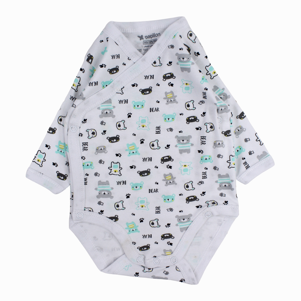 Unisex Baby Cotton Long-Sleeved Wrap-Over Printed Bodysuit - Assorted Prints