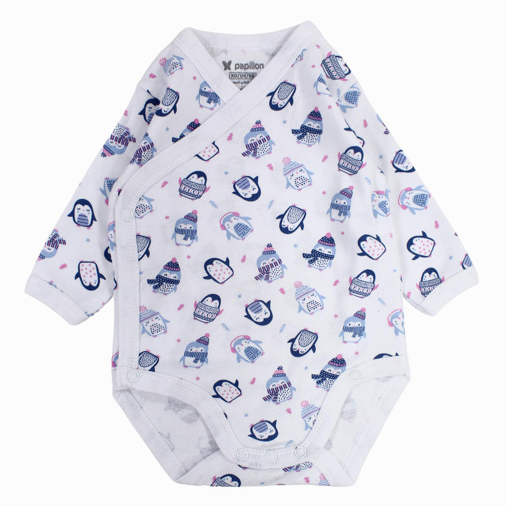 Unisex Baby Cotton Long-Sleeved Wrap-Over Printed Bodysuit - Assorted Prints