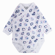Unisex Baby Cotton Long-Sleeved Wrap-Over Printed Bodysuit - Assorted Prints